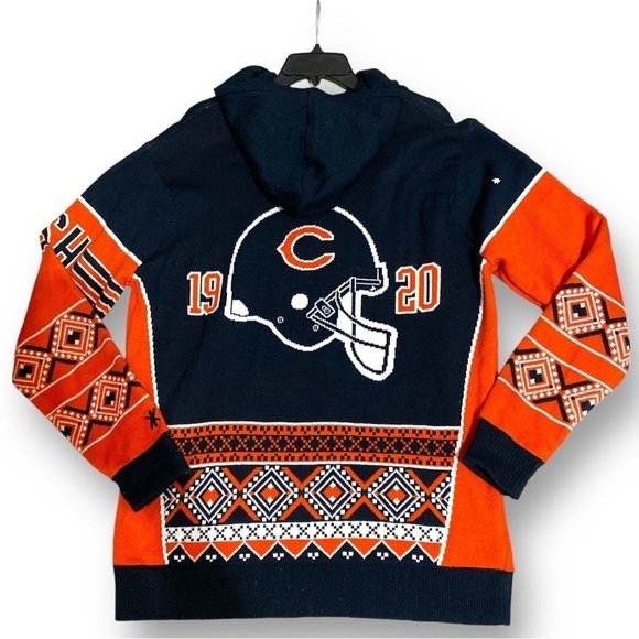 NFL Vintage Chunky Big Logo 1920 CHICAGO BEARS Knit Hoodie Size Large Gorpcore - Picture 2 of 10
